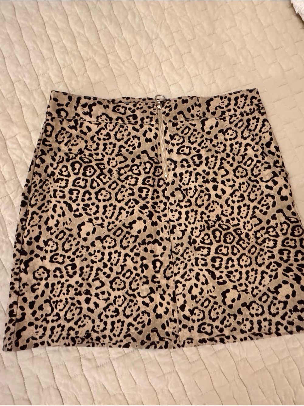 Justify Leopard Print Mini Skirt in Beige and Black with Front Zip